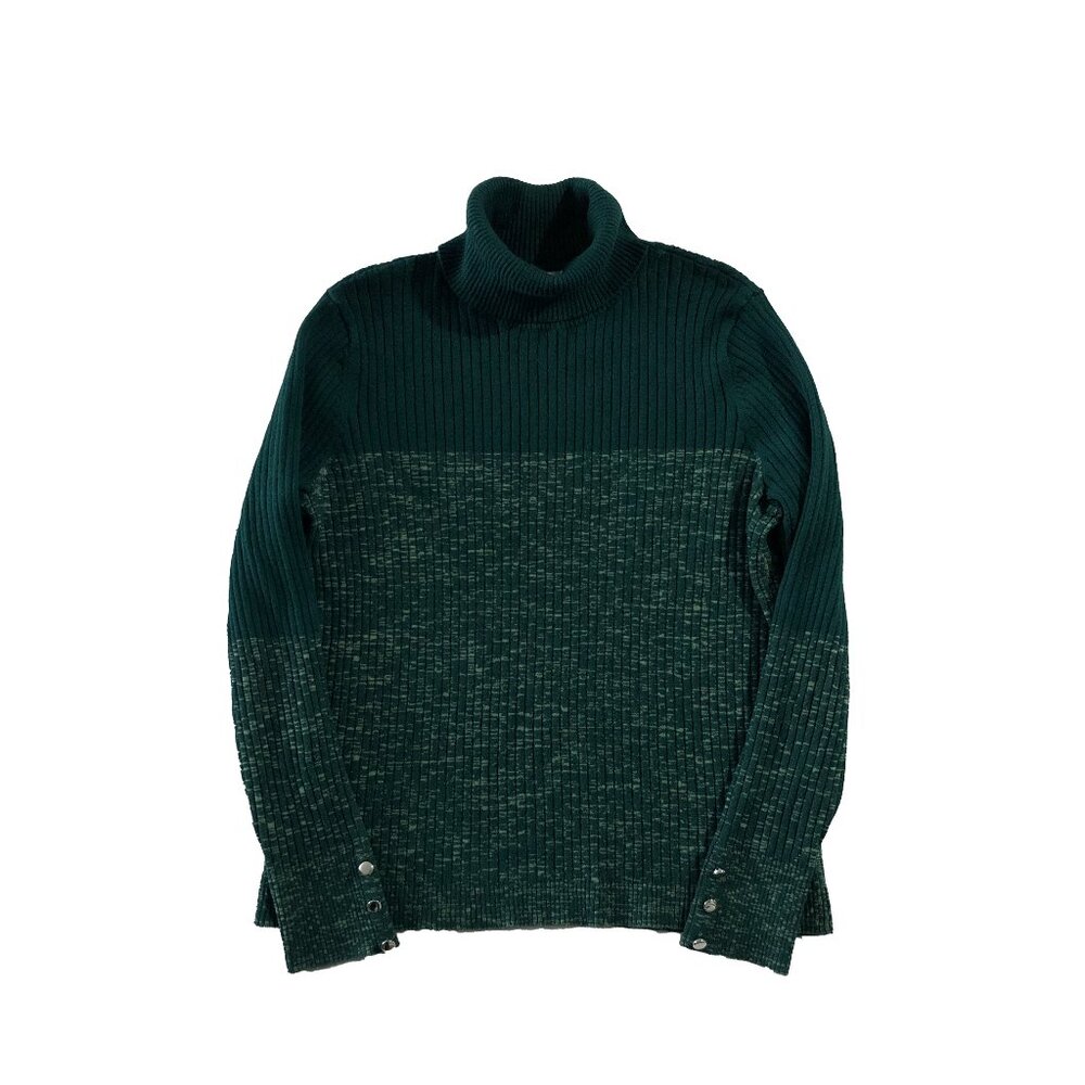 Retrology Womens Size M Green Turtleneck Long Sleeve Knitted Pullover Sweater